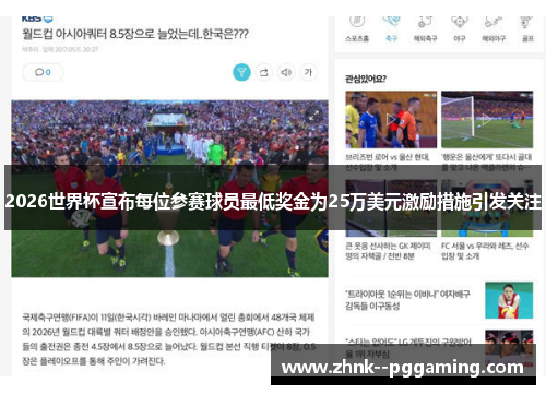2026世界杯宣布每位参赛球员最低奖金为25万美元激励措施引发关注 2026世界杯宣布每位参赛球员最低奖金为25万美元激励措施引发关注